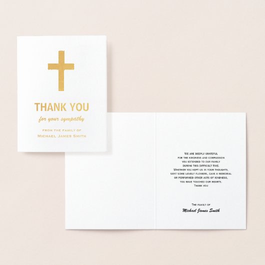 ゴールド箔悔やみや弔慰サンキューカード（クロス付） 箔カード (ディスプレー)