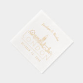 ゴールド箔押しのオーダーメイドロンドンウェディングナプキン 箔ナプキン (右)