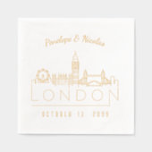 ゴールド箔押しのオーダーメイドロンドンウェディングナプキン 箔ナプキン (正面)