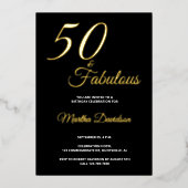 ゴールド箔押しファイブティー・アンド・ファビュラス 50歳の誕生日 箔招待状 (正面)