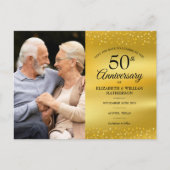 ゴールド箔押し50周年記念の大切なお知らせ 2枚の写真 案内ポストカード (正面)