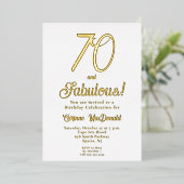 ゴールド箔押し70歳の誕生日パーティー 箔招待状 (立ち正面)