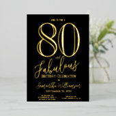 ゴールド箔押し80歳の誕生日おめでとう 箔招待状 (立ち正面)