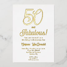 ゴールド箔押し ファイブティー＆ファビュラス 50歳の誕生日パーティー