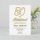 ゴールド箔押し ファイブティー&ファビュラス 50歳の誕生日パーティー 箔招待状 (立ち正面)