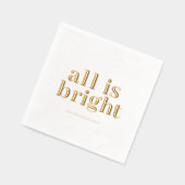 ゴールド箔押し「All Is Bright」モダンデザイン 箔ナプキン (左)