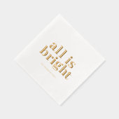 ゴールド箔押し「All Is Bright」モダンデザイン 箔ナプキン (右)