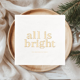 ゴールド箔押し「All Is Bright」モダンデザイン 箔ナプキン