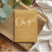 ゴールド箔押し Oh Girl 華やかくすんだスクリプト 箔招待状