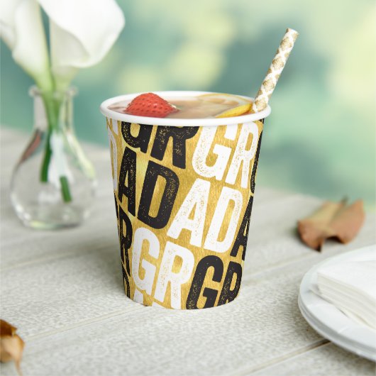 ゴールド箔押しGRADタイポグラフィの卒業パーティー 紙コップ (インサイチュ)