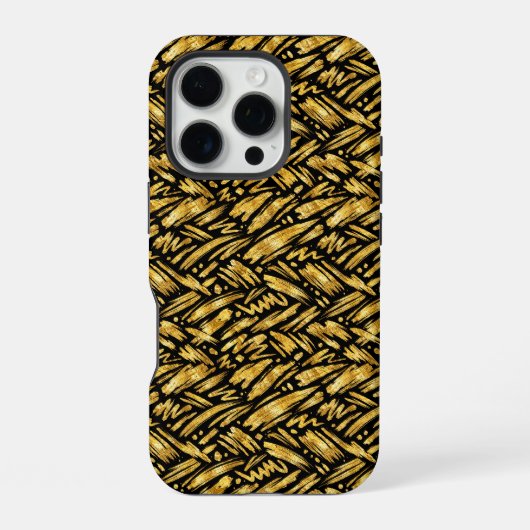 ゴールド箔抽象パターン iPhoneケース (裏面)