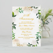 ゴールド箔 フローラルリース アニバーサリー 箔招待状 (立ち正面)