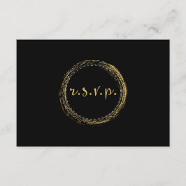 ゴールド箔＆ブラック モダングラムール サークル RSVP カード