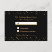 ゴールド箔＆ブラック モダングラムール サークル RSVP カード (裏面)