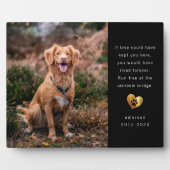 ゴールド箔 ブラック 写真 ペット 追悼記念品 フォトプラーク (正面)