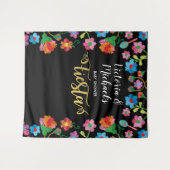 ゴールド箔 メキシカンフィエスタ エンブロイダリーの背景 タペストリー (正面(横))