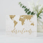 ゴールド箔 世界地図 デスティネーション ウェディング ディレクションズ エンクロージャーカード (スタンド正面)