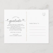 ゴールド箔 保存 日付 卒業写真 スクリプト ハート インビテーションポストカード (裏面)