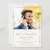 ゴールド箔 卒業写真 卒業お知らせ 招待状 (正面)