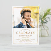 ゴールド箔 卒業写真 卒業お知らせ 招待状 (スタンド正面)