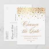 ゴールド箔 変更日 結婚延期 案内ポストカード (正面/裏面)