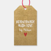 ゴールド箔 手作り 愛のスクリプト ハート ギフトタグ (裏面)