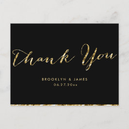 ゴールド箔 結婚式 お礼 ポストカード 黒
