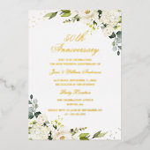 ゴールド箔 花 50周年記念箔押し招待状 箔招待状 (正面)