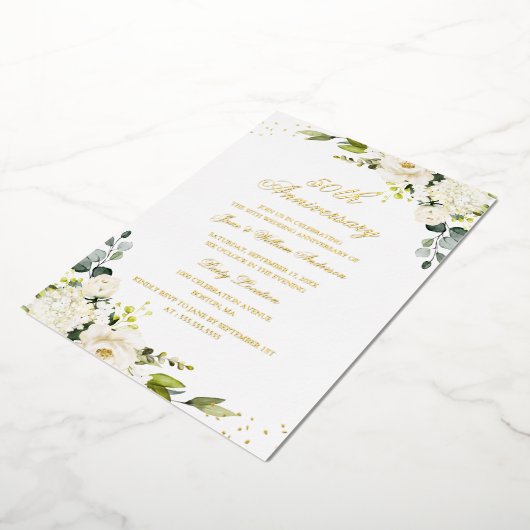 ゴールド箔 花 50周年記念箔押し招待状 箔招待状 (回転した状態)