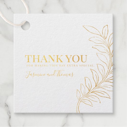 ゴールド箔 葉のサンクス タグ (正面)