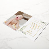 ゴールド箔 1歳誕生日感謝写真カード 箔招待状 (回転した状態)