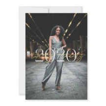 ゴールド箔 2020 タイポグラフィー 卒業招待状