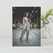 ゴールド箔 2020 タイポグラフィー 卒業招待状 招待状 (スタンド正面)