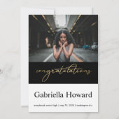 ゴールド箔 2020 タイポグラフィー 卒業招待状 招待状 (裏面)