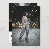 ゴールド箔 2020 タイポグラフィー 卒業招待状 招待状 (正面/裏面)