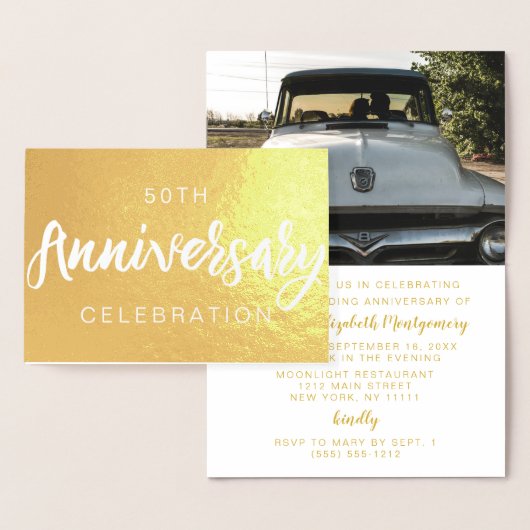 ゴールド箔 50周年パーティー招待状 箔カード (ディスプレー)