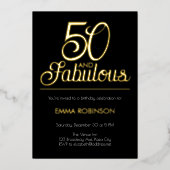 ゴールド箔「50 and Fabulous」五十歳の誕生日 箔招待状 (正面)