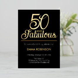 ゴールド箔「50 and Fabulous」五十歳の誕生日 箔招待状