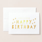 ゴールド箔 Happy Birthday 挨拶 箔カード (封筒付き正面)