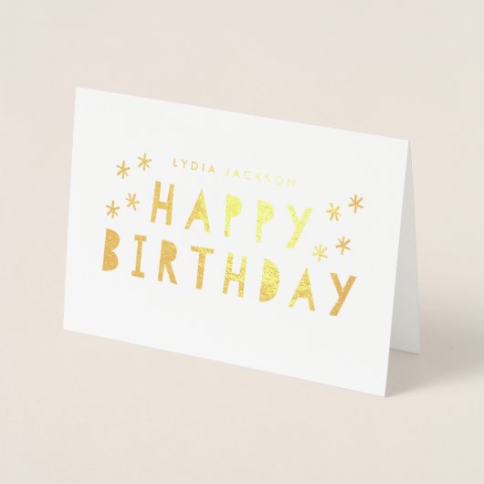 ゴールド箔 Happy Birthday 挨拶 箔カード (正面)