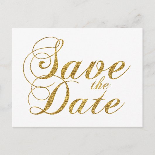 ゴールド箔 SAVE THE DATE タイプ 結婚式の日付 ポストカード (正面)