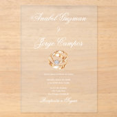 ゴールド結婚指輪アクリル結婚式  アクリル招待状 (正面)