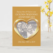 ゴールド結婚記念日 フォト ママ & パパ カード (黄色い花)