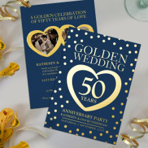 ゴールド結婚50周年パーティー 青とゴールド