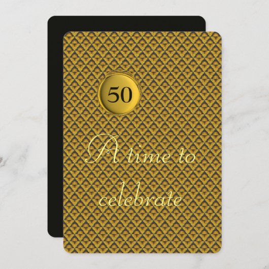 ゴールド結婚50周年記念 招待状 (正面/裏面)