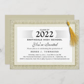 ゴールド縁飾りタッセル学位卒業パーティー招待状 招待状 (正面/裏面)