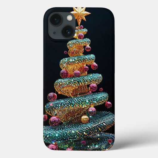 ゴールド装飾のクリスマスツリーの華やかなデザイン Case-Mate iPhoneケース (裏面)