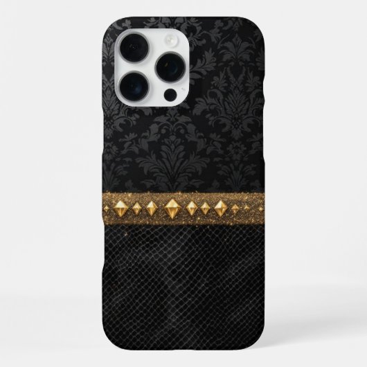ゴールド装飾のダマスク模様シールド iPhoneケース (裏面)