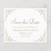 ゴールド装飾の植物モチーフフレーム付き Save The Date (正面)