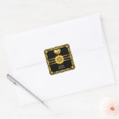 💖 ゴールド装飾の結婚式テーマデザイン 🖤 スクエアシール (封筒)